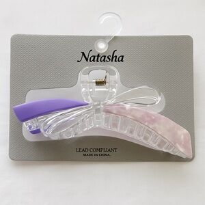 NATASHA COURURE Acrylic Hair Clip – Purple & Clear Marble Claw, 5”